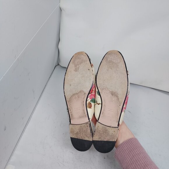 Gucci Princetown Rose Floral Cream Mule Slide Shoe - Picture 2 of 9